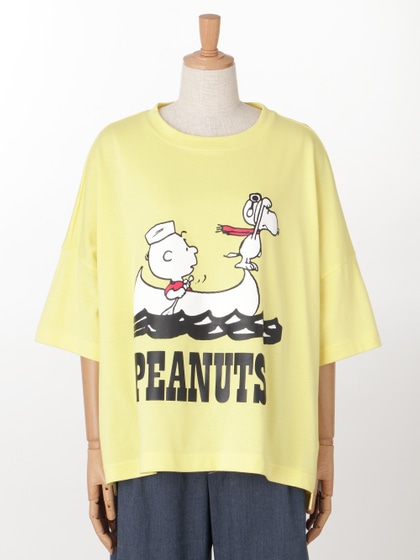 【スヌーピー】Flying Ace ＆ Charlie Brownプリント　Tシャツ【センソユニコ限定】 詳細画像 イエロー 1
